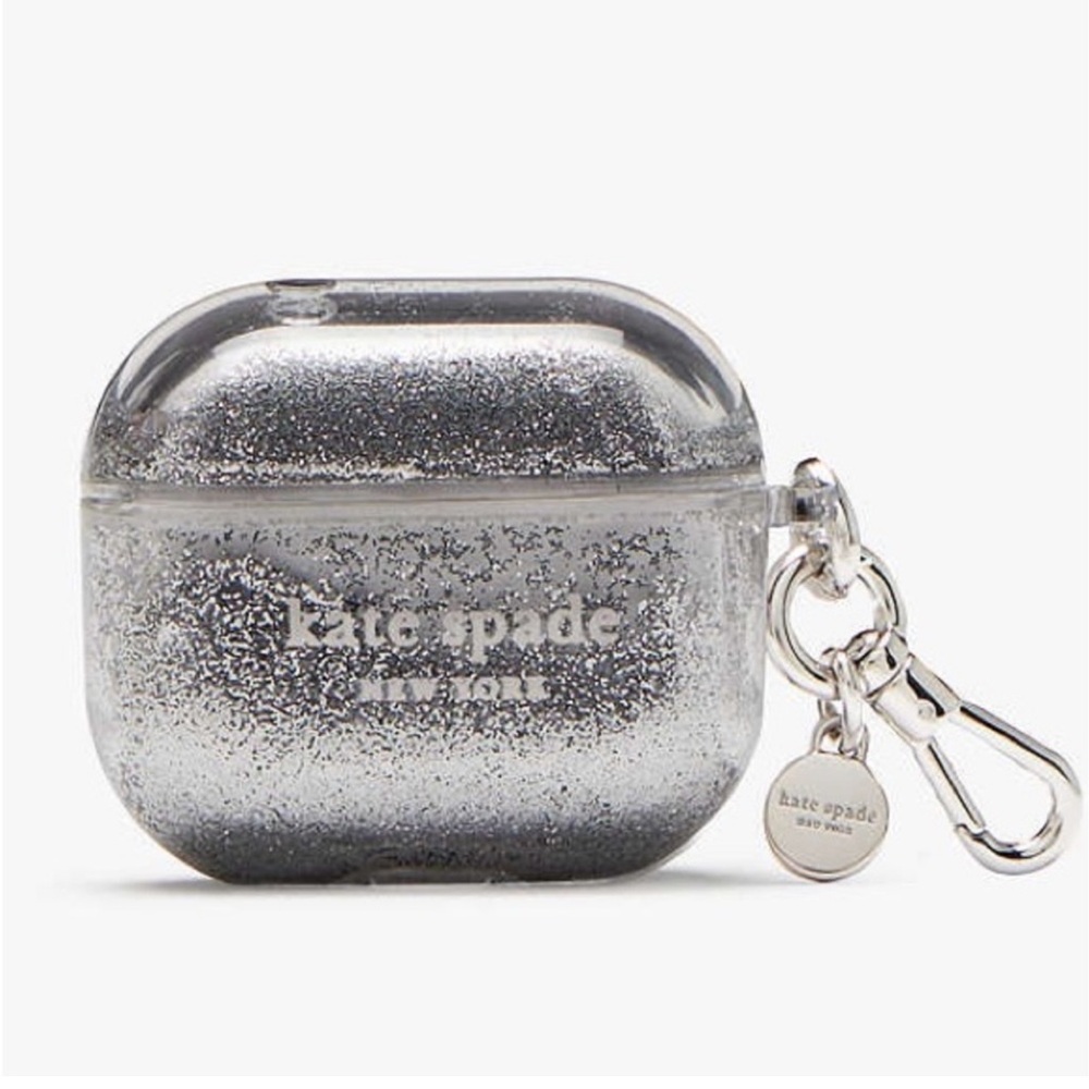 Kate Spade Confetti Dot Silver Liquid Glitter Airpods Case (3rd Generation)